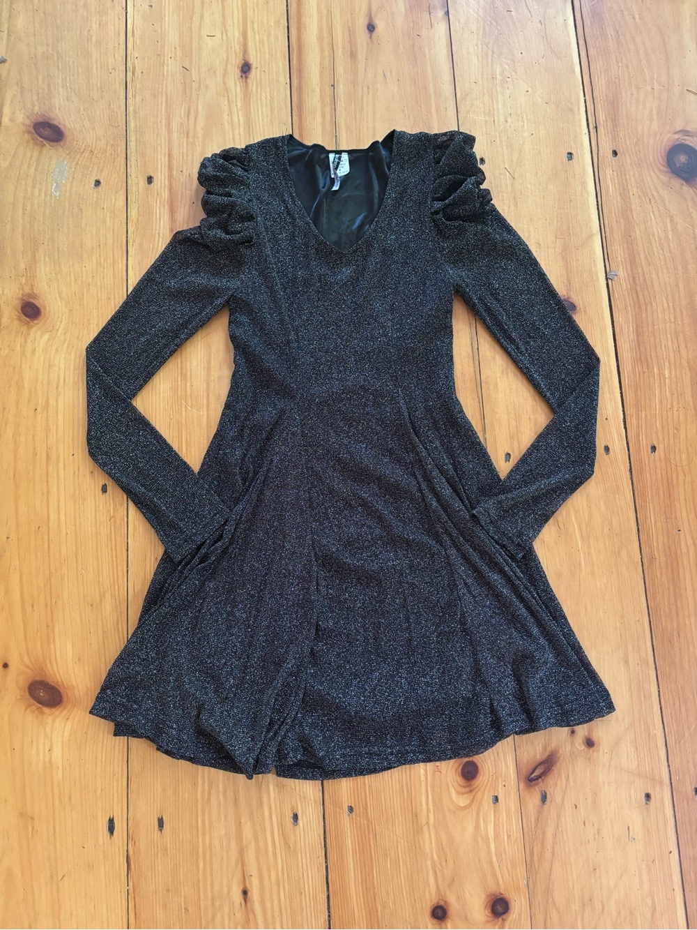 By Deep Los Angeles Glitter Puff Sleeve Mini Dress Medium Y2K Party